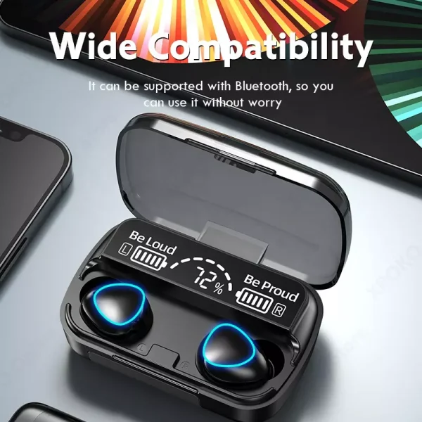 m10 tws bluetooth 5.1 earbuds wireless earphones 3500mah charging box power bank headphone 9d stereo sports waterproof headsets